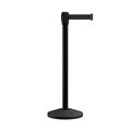 Montour Line Retractable Belt Barrier Stanchion, 2in Black Post  7.5'Black Belt M530-BK-BK-75